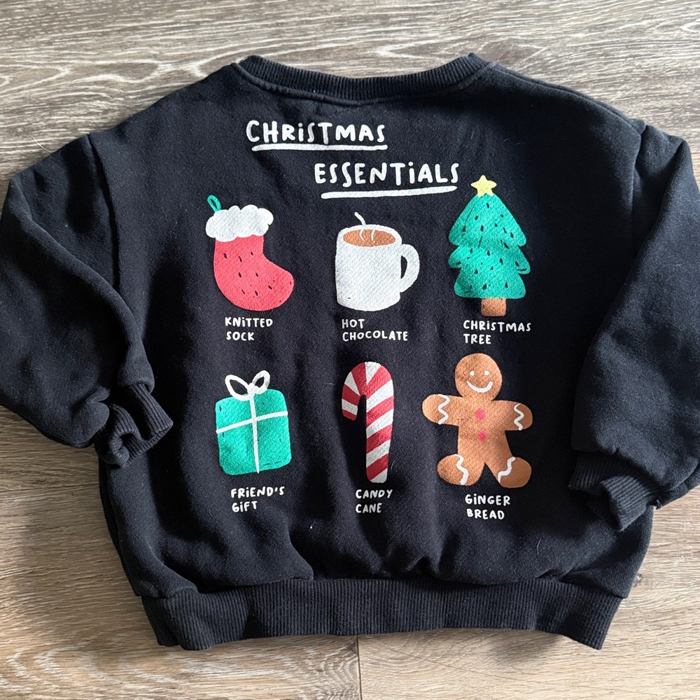 Zara Black Kids Sweatshirt with Christmas